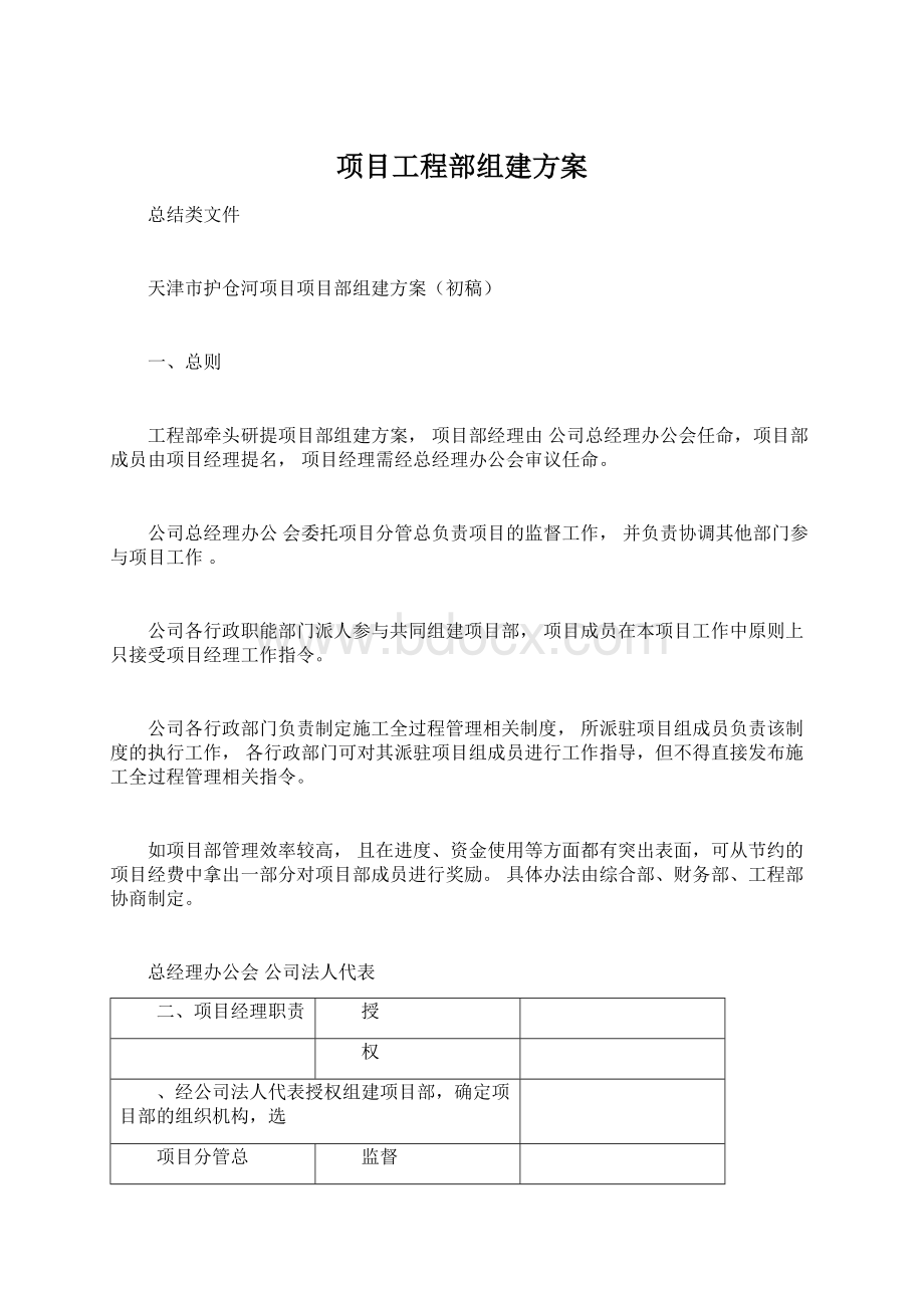 项目工程部组建方案.docx