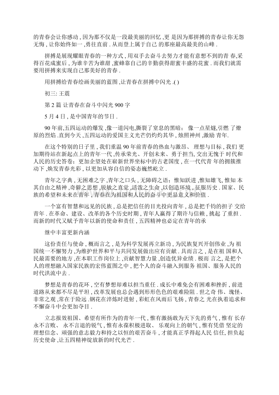 开创未来拼搏奋斗作文让青春在拼搏奋斗中闪光900字作文.docx_第2页