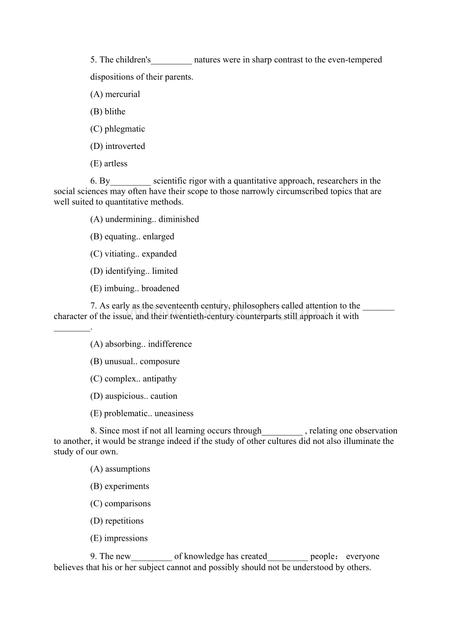 新GRE考前词汇练习题及答案Word格式.docx_第2页