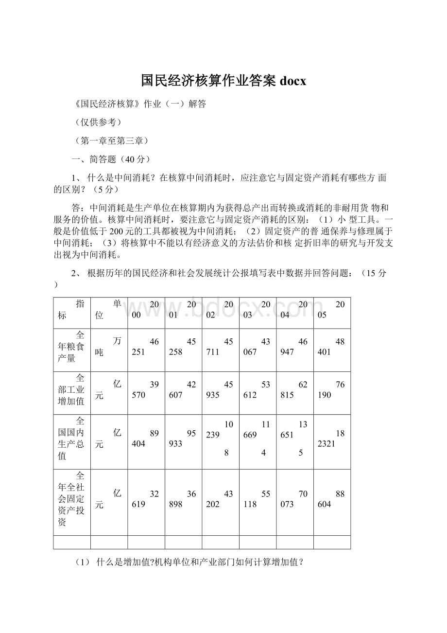 国民经济核算作业答案docx.docx_第1页