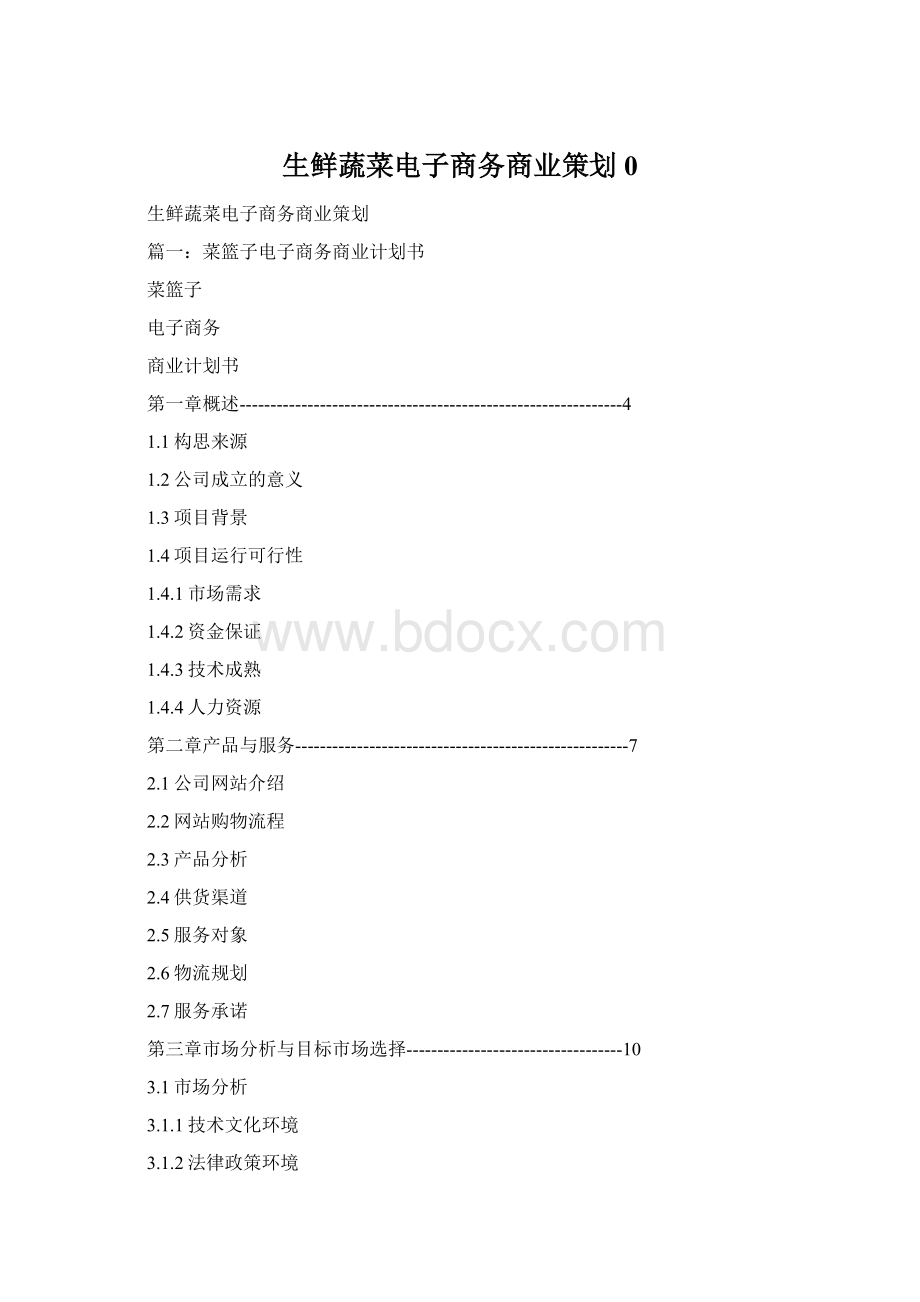 生鲜蔬菜电子商务商业策划0文档格式.docx
