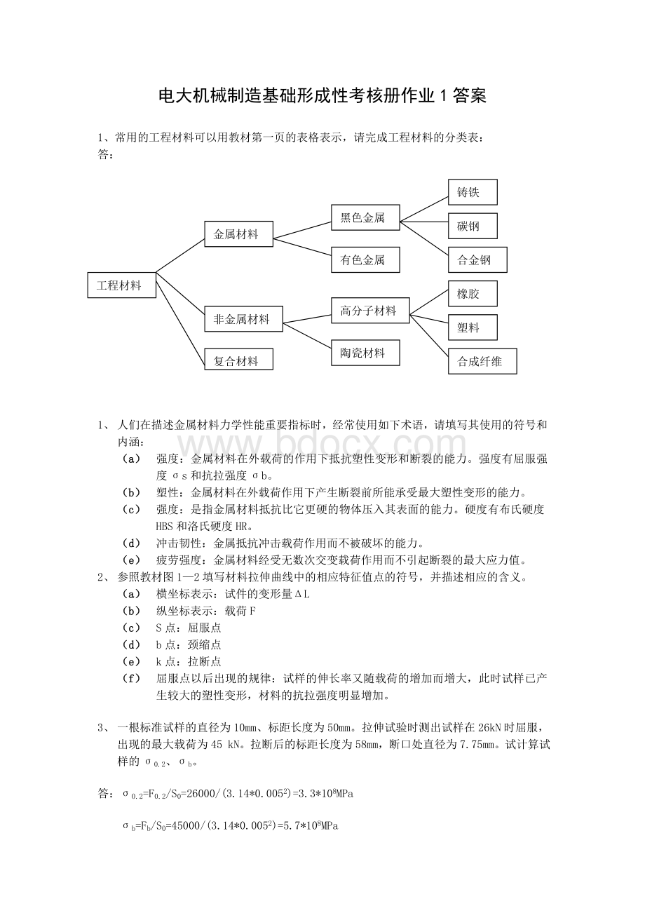 电大机械制造基础形成性考核册作业1答案Word文档下载推荐.doc_第1页