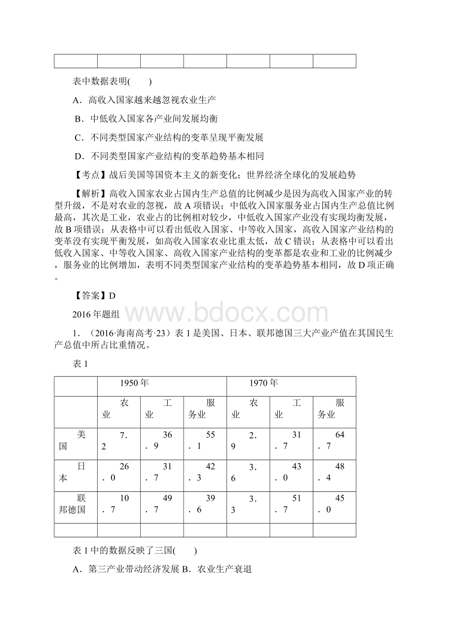 高考历史真题分解必修二第19课 战后资本主义的新变化Word下载.docx_第2页