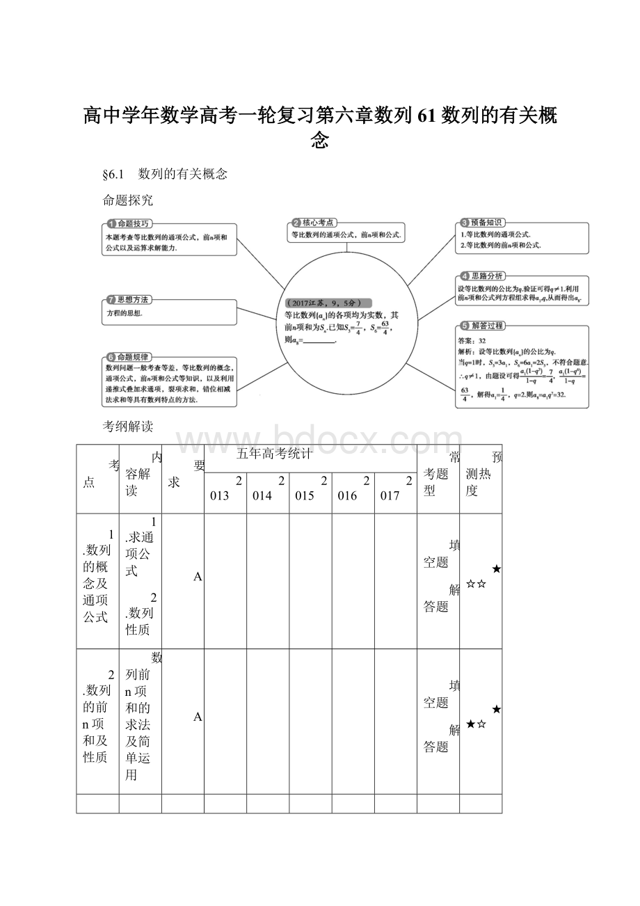 高中学年数学高考一轮复习第六章数列61数列的有关概念.docx_第1页