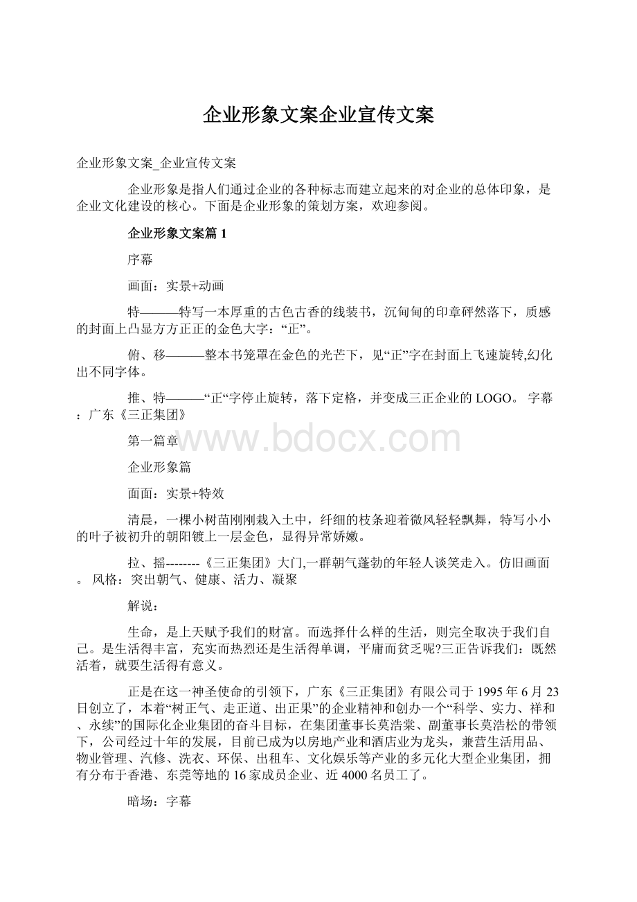 企业形象文案企业宣传文案Word文档格式.docx_第1页