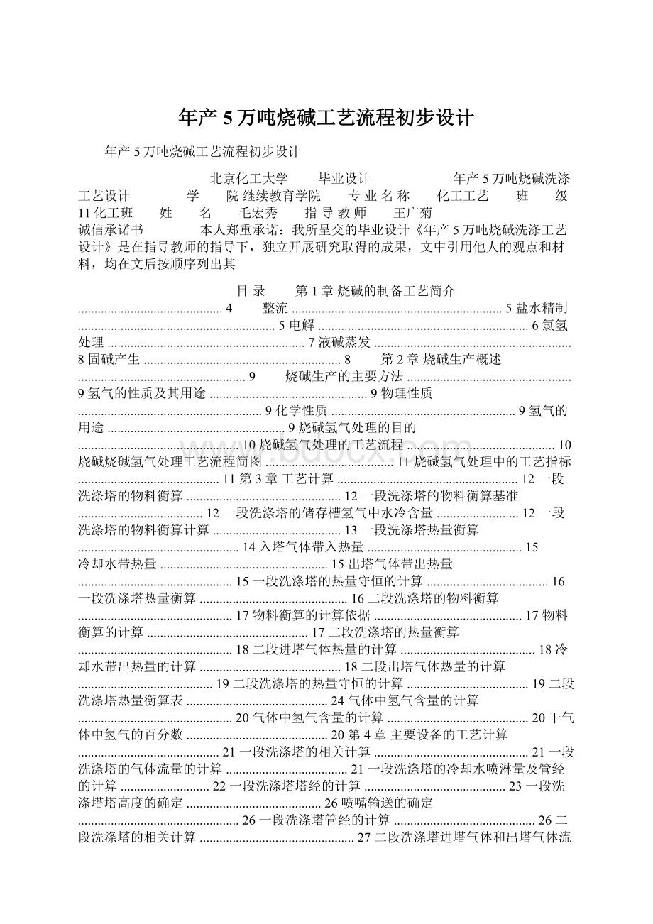 年产5万吨烧碱工艺流程初步设计.docx