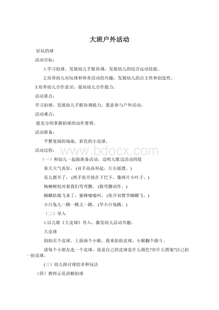 大班户外活动Word文件下载.docx