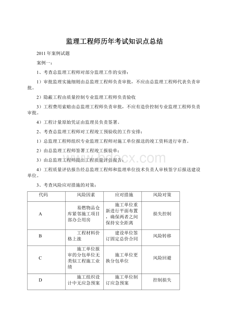 监理工程师历年考试知识点总结Word下载.docx_第1页