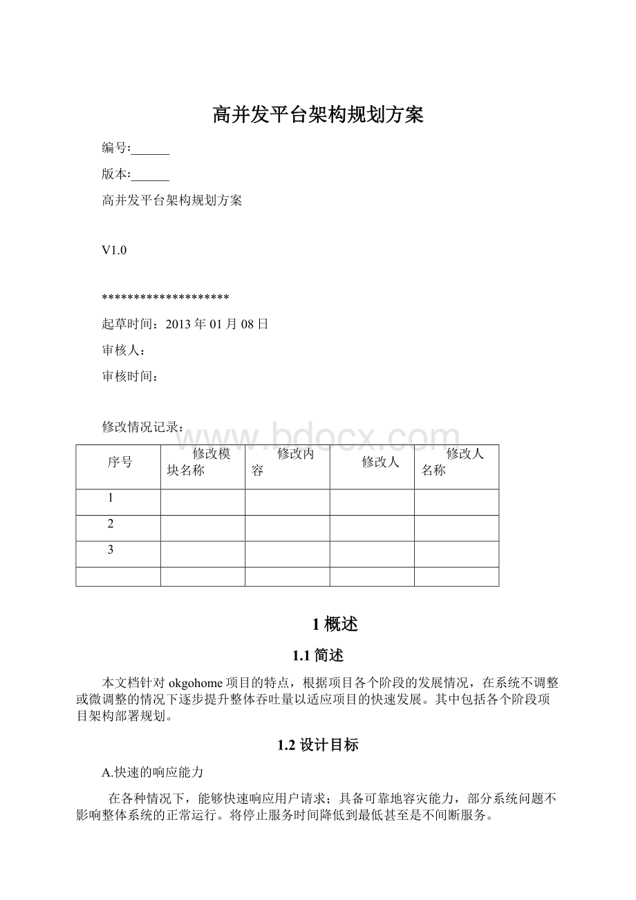 高并发平台架构规划方案Word文档格式.docx_第1页