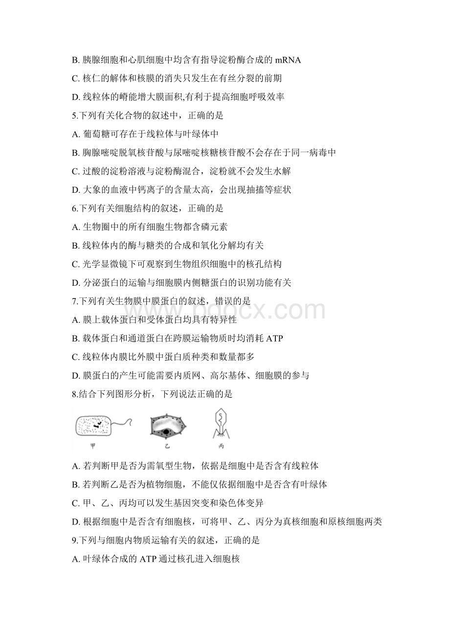 河北省衡水市冀州中学学年高三上学期摸底考试生物试题16页Word下载.docx_第2页