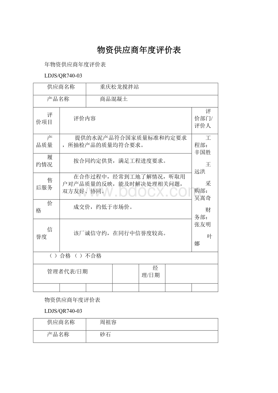 物资供应商年度评价表.docx