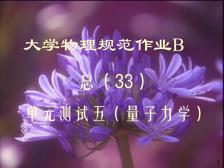 规范作业B解答33单元测试量子理论优质PPT.ppt_第1页