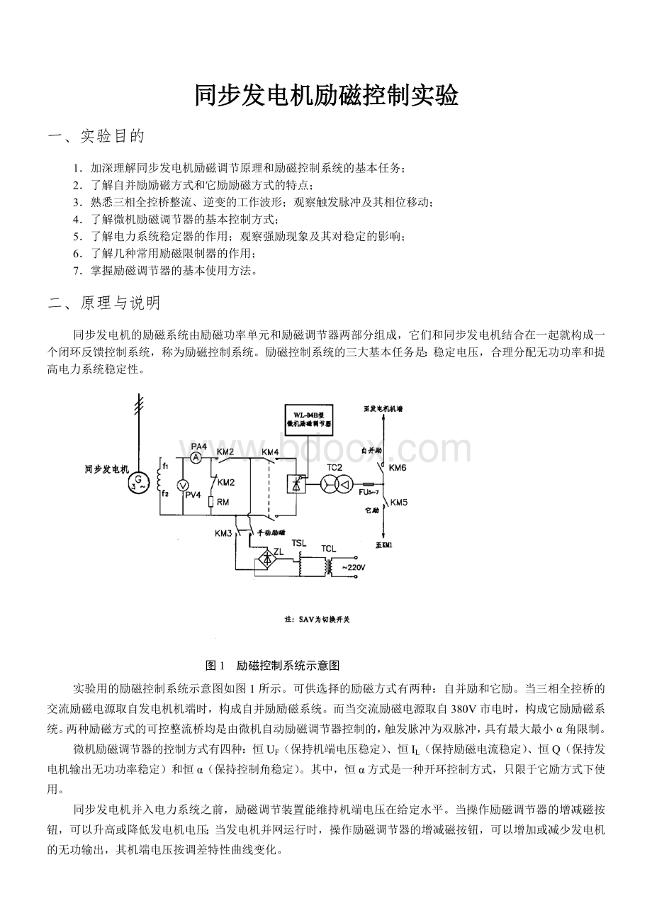 同步发电机励磁控制实验Word文档下载推荐.doc_第1页