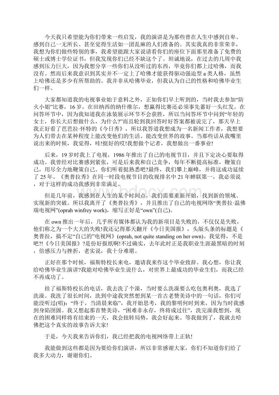 奥普拉在哈佛大学的毕业典礼演讲人生没有失败.docx_第3页