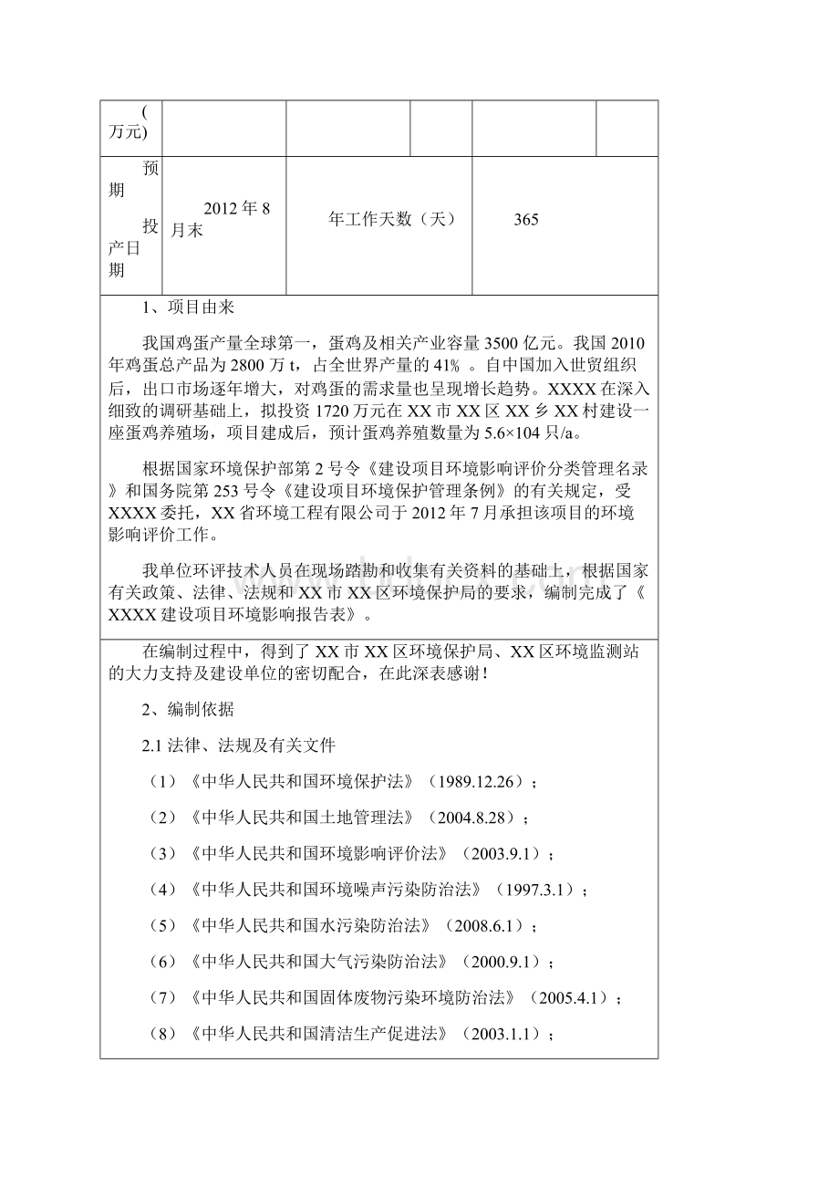 蛋鸡饲养建设项目环评报告表Word文档格式.docx_第2页