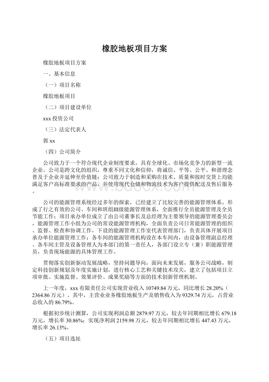 橡胶地板项目方案Word格式文档下载.docx