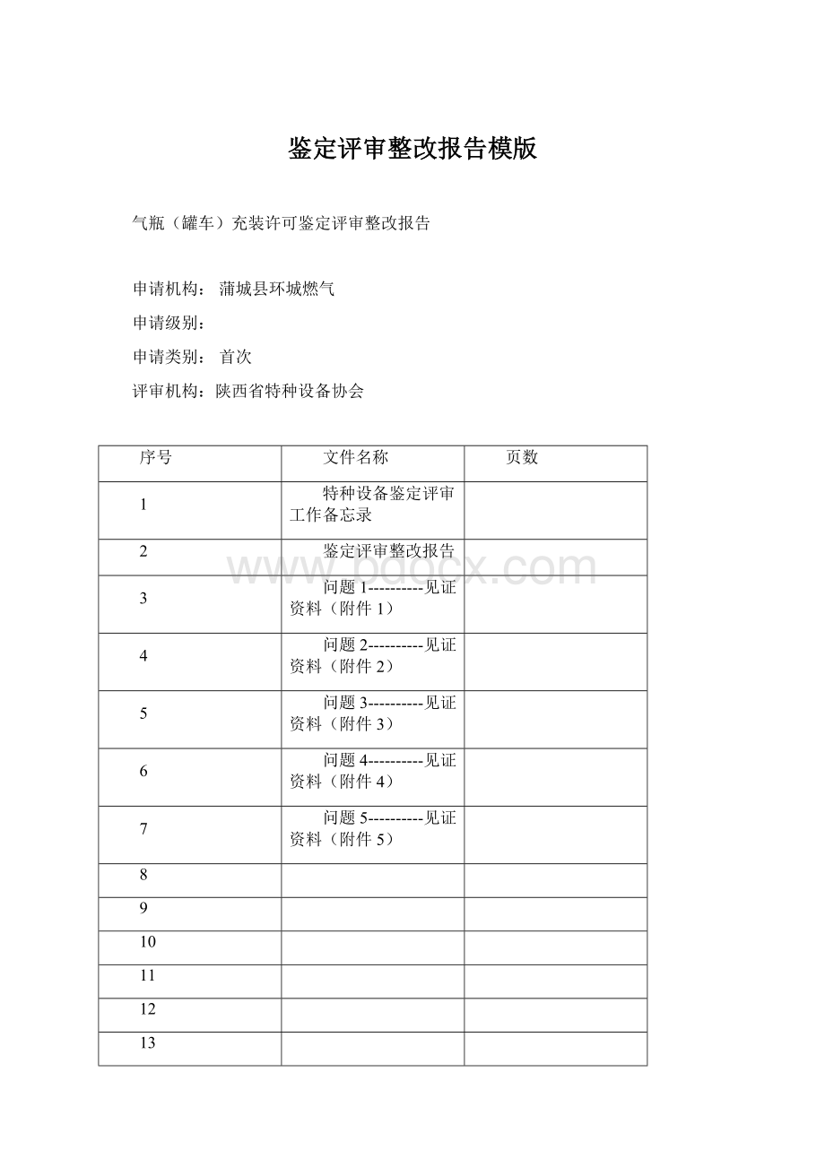 鉴定评审整改报告模版Word文档格式.docx