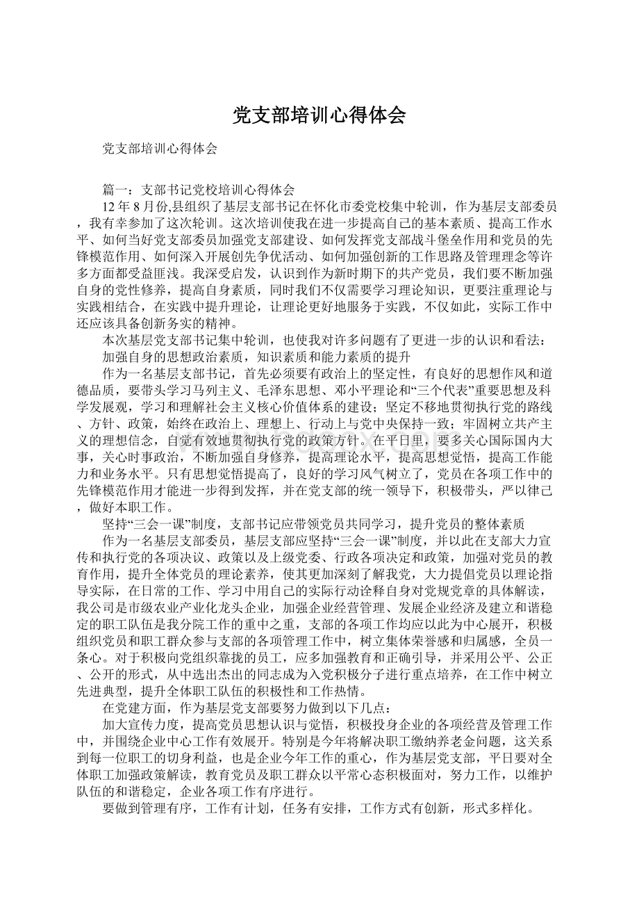 党支部培训心得体会Word文件下载.docx