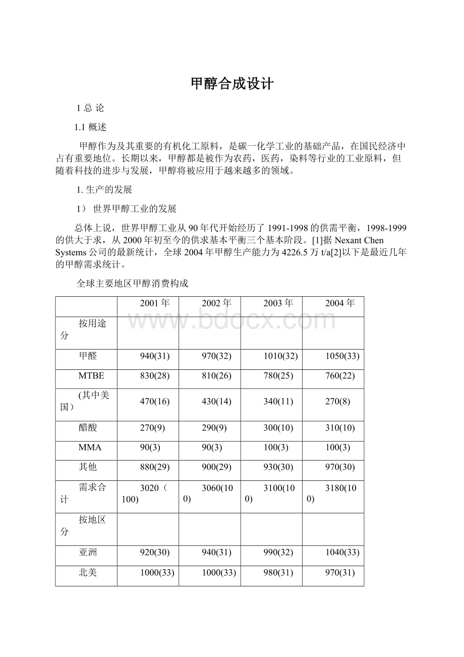 甲醇合成设计Word文件下载.docx