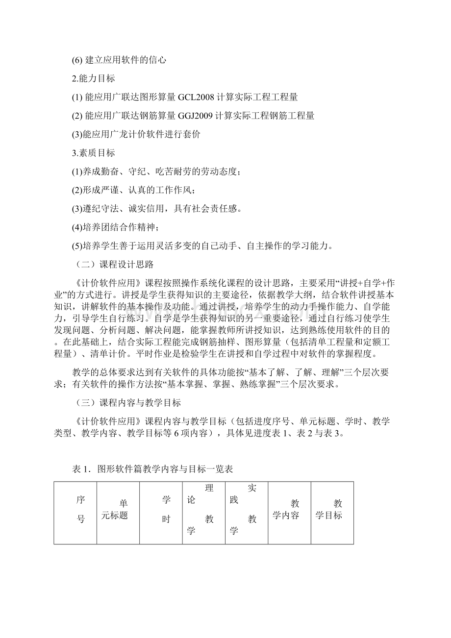 最新 计价软件应用课程标准教案.docx_第2页