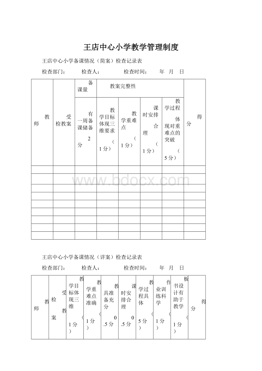 王店中心小学教学管理制度.docx