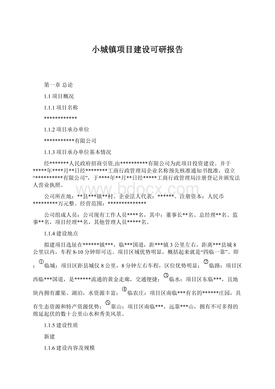 小城镇项目建设可研报告Word文件下载.docx