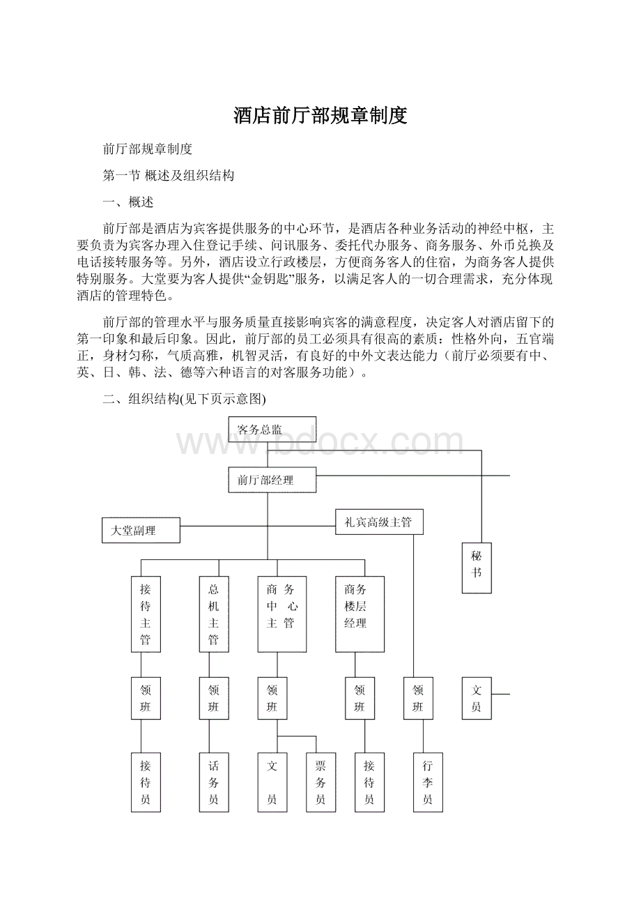 酒店前厅部规章制度Word文档格式.docx