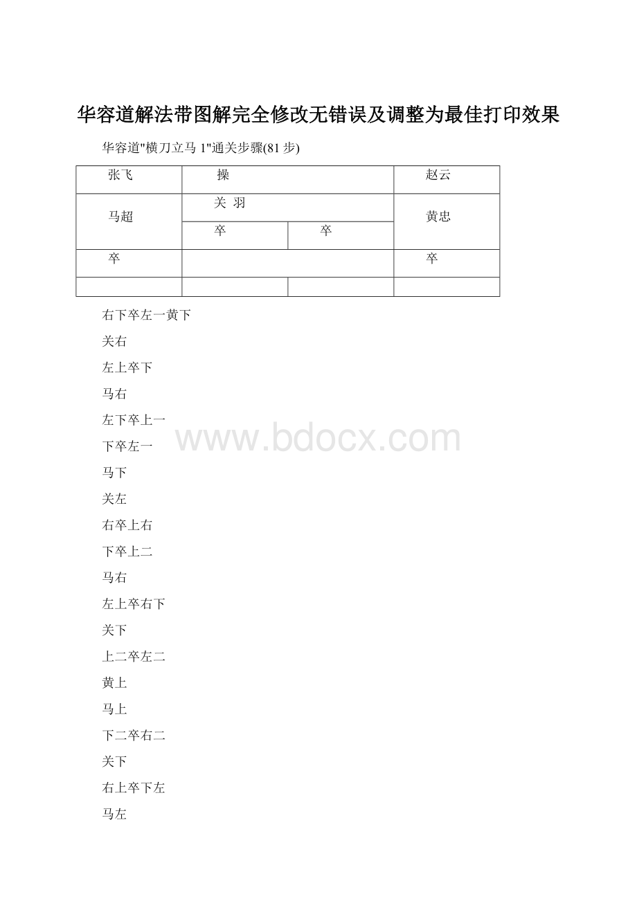 华容道解法带图解完全修改无错误及调整为最佳打印效果.docx_第1页