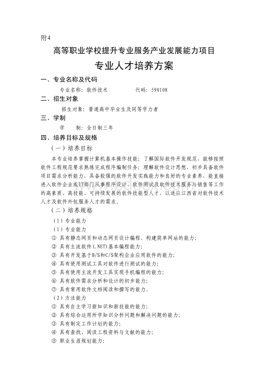 软件技术专业人才培养方案(应用软件开发)资料下载.pdf