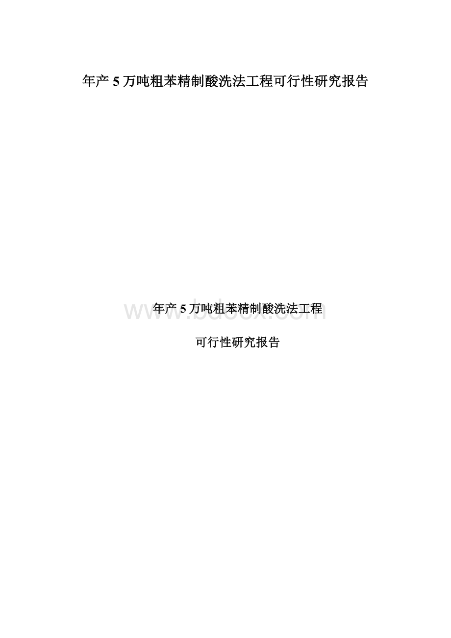 年产5万吨粗苯精制酸洗法工程可行性研究报告Word文档格式.docx_第1页