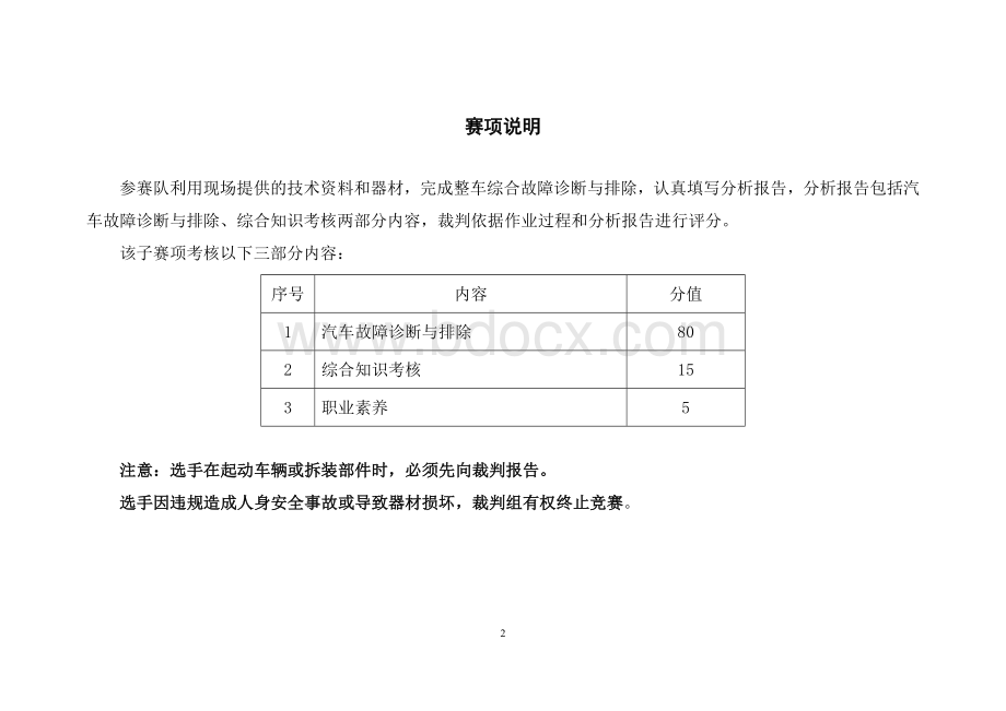 全国汽车技能大赛“汽车综合故障诊断”子项目分析报告Word格式文档下载.doc_第2页