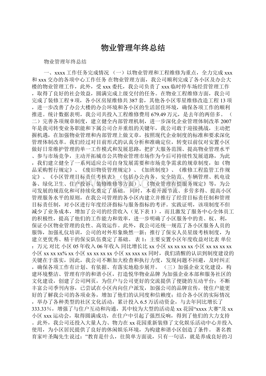 物业管理年终总结.docx_第1页