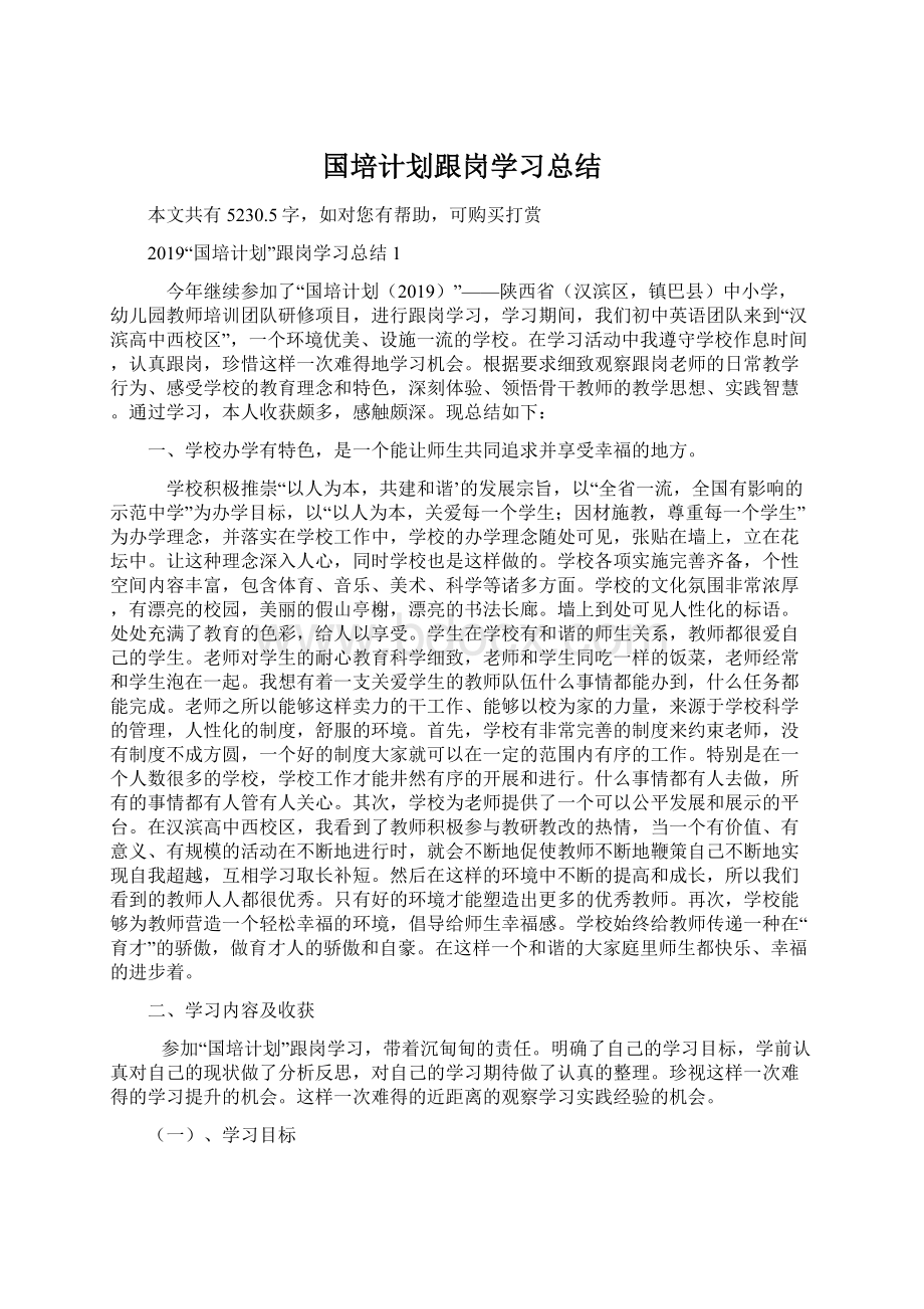 国培计划跟岗学习总结Word文档格式.docx_第1页