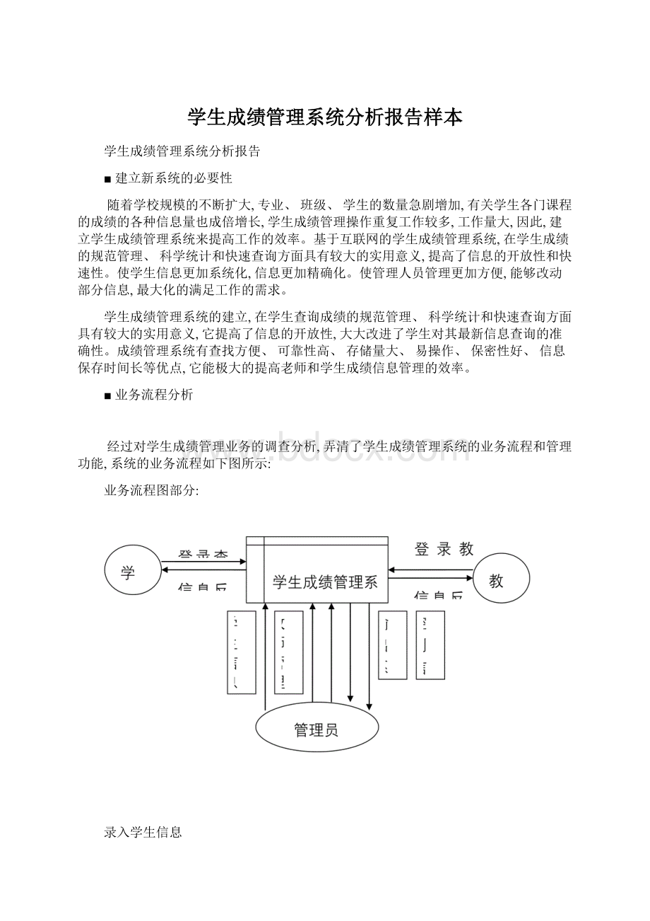 学生成绩管理系统分析报告样本文档格式.docx_第1页