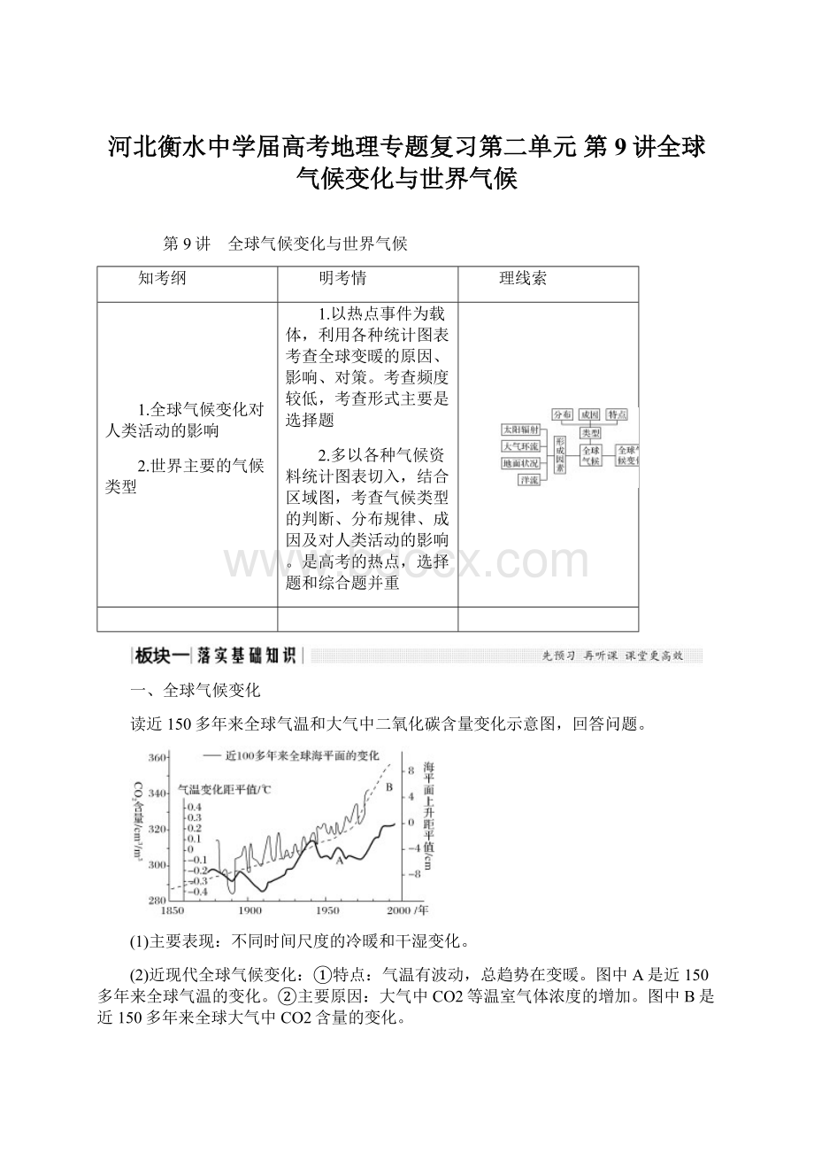 河北衡水中学届高考地理专题复习第二单元 第9讲全球气候变化与世界气候Word文件下载.docx