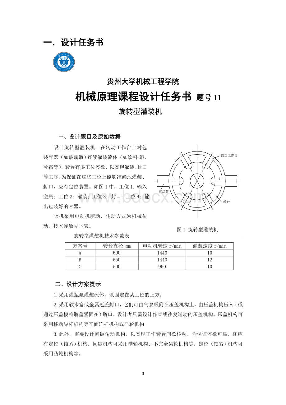 机械原理课程设计任务书05旋转灌输机任念友.doc_第3页