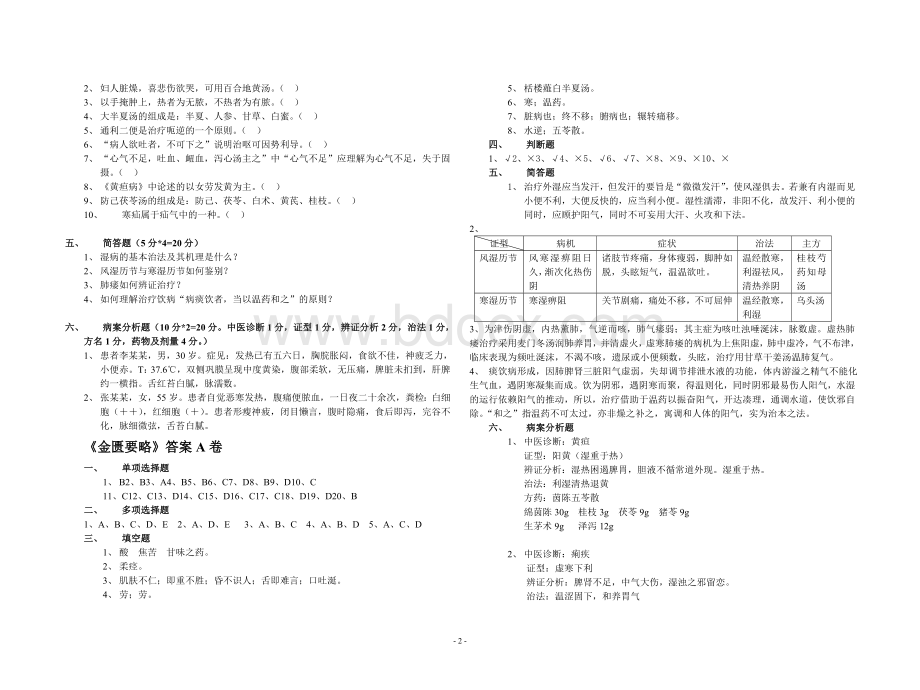 《金匮要略》试题及答案Word格式.doc_第2页