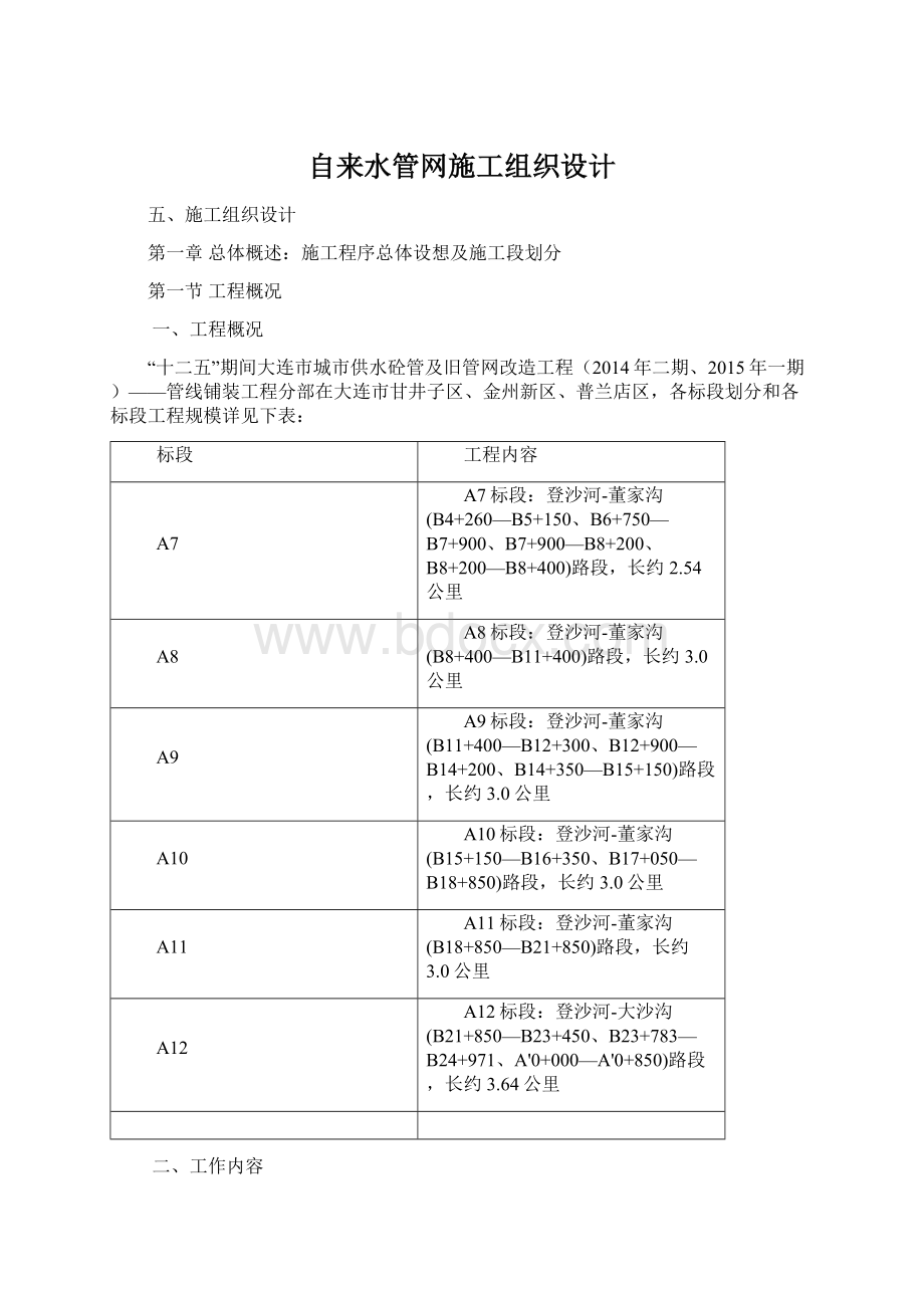 自来水管网施工组织设计Word下载.docx