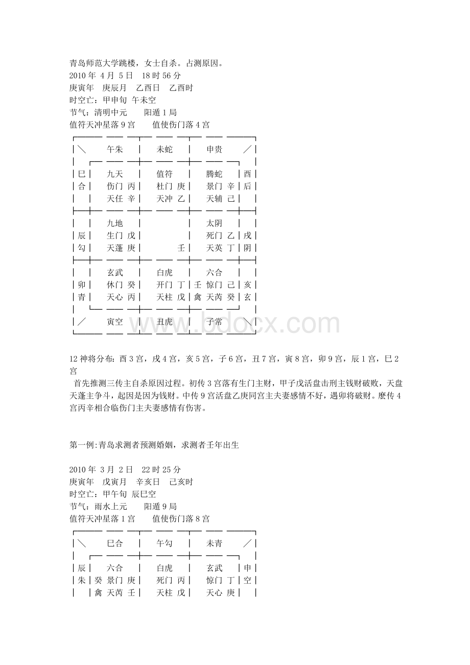 高俊波先生祖上传承奇门遁甲讲义卦例卦例txt.doc