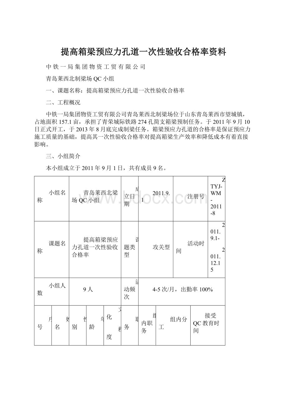 提高箱梁预应力孔道一次性验收合格率资料Word格式.docx