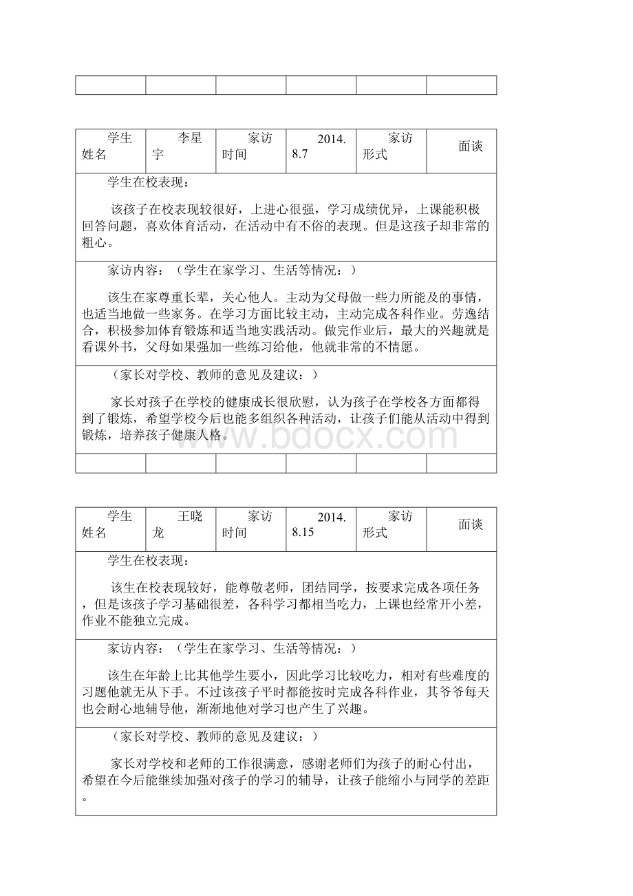 孙家岔第一小学家访记录Word文档下载推荐.docx_第2页