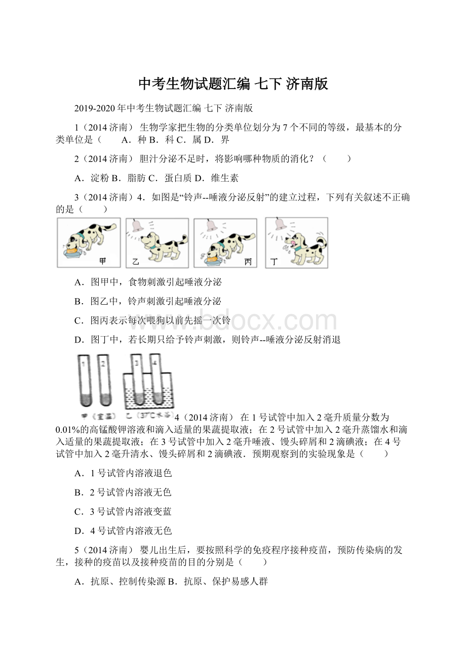 中考生物试题汇编 七下 济南版.docx