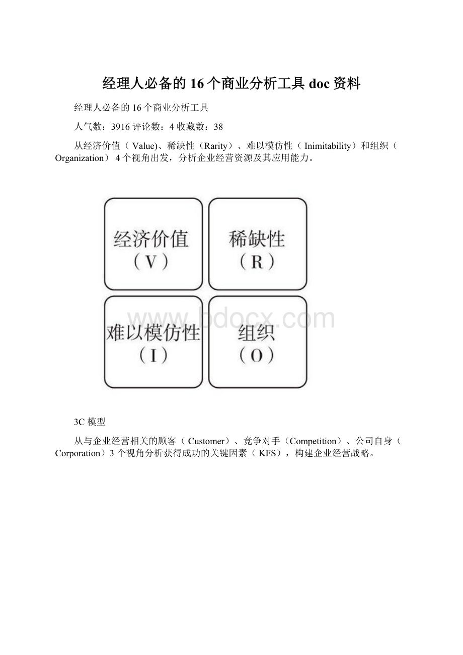 经理人必备的16个商业分析工具doc资料Word文档格式.docx