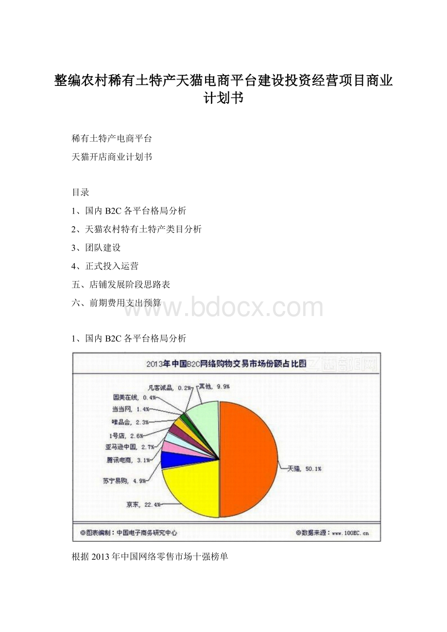 整编农村稀有土特产天猫电商平台建设投资经营项目商业计划书.docx_第1页