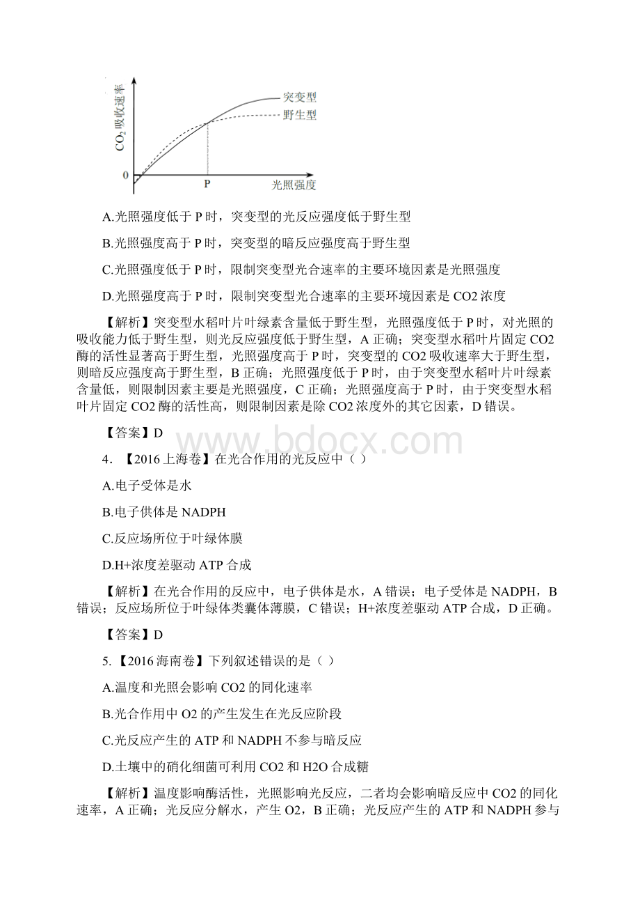 小初高学习届高考生物二轮复习 专练十 光合作用.docx_第2页