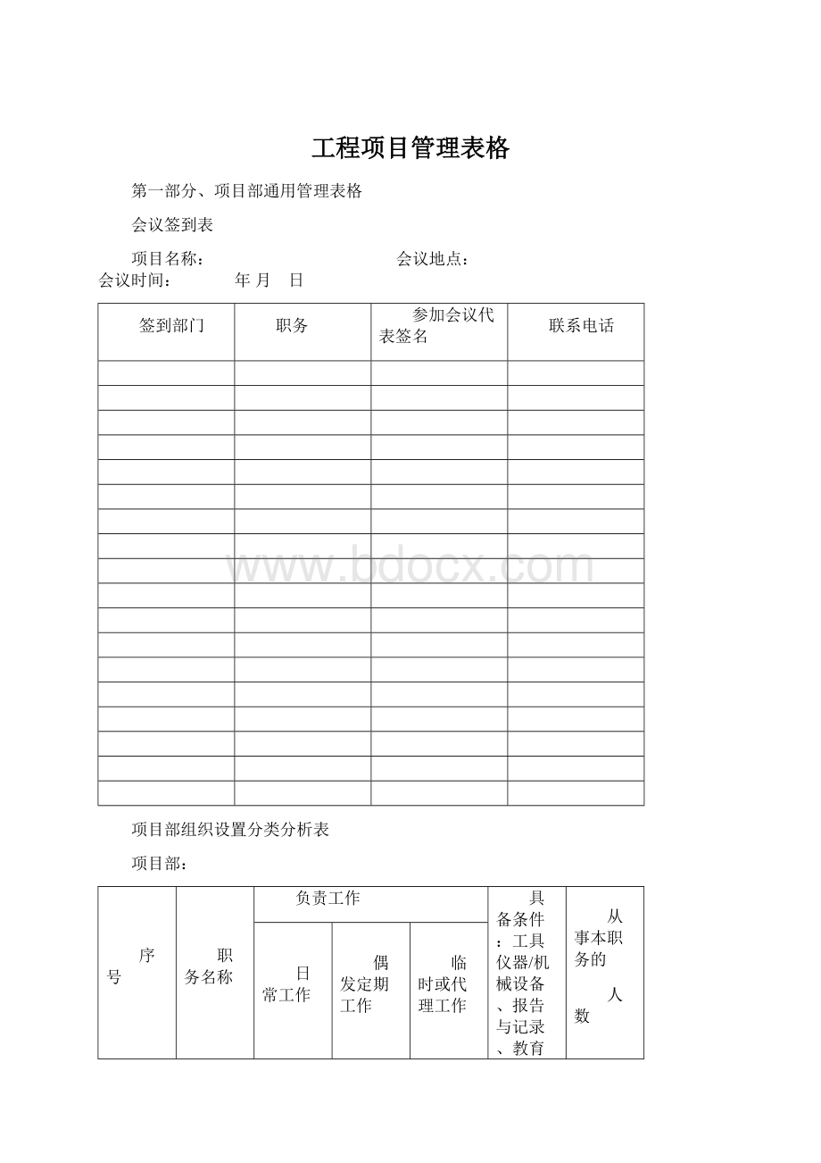 工程项目管理表格Word格式文档下载.docx