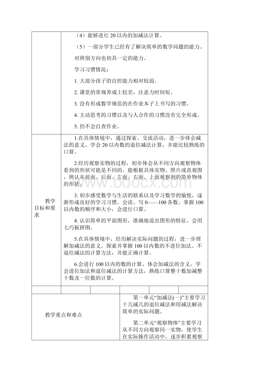 年新北师大版一年级数学下册全册教案表格式文档格式.docx_第2页