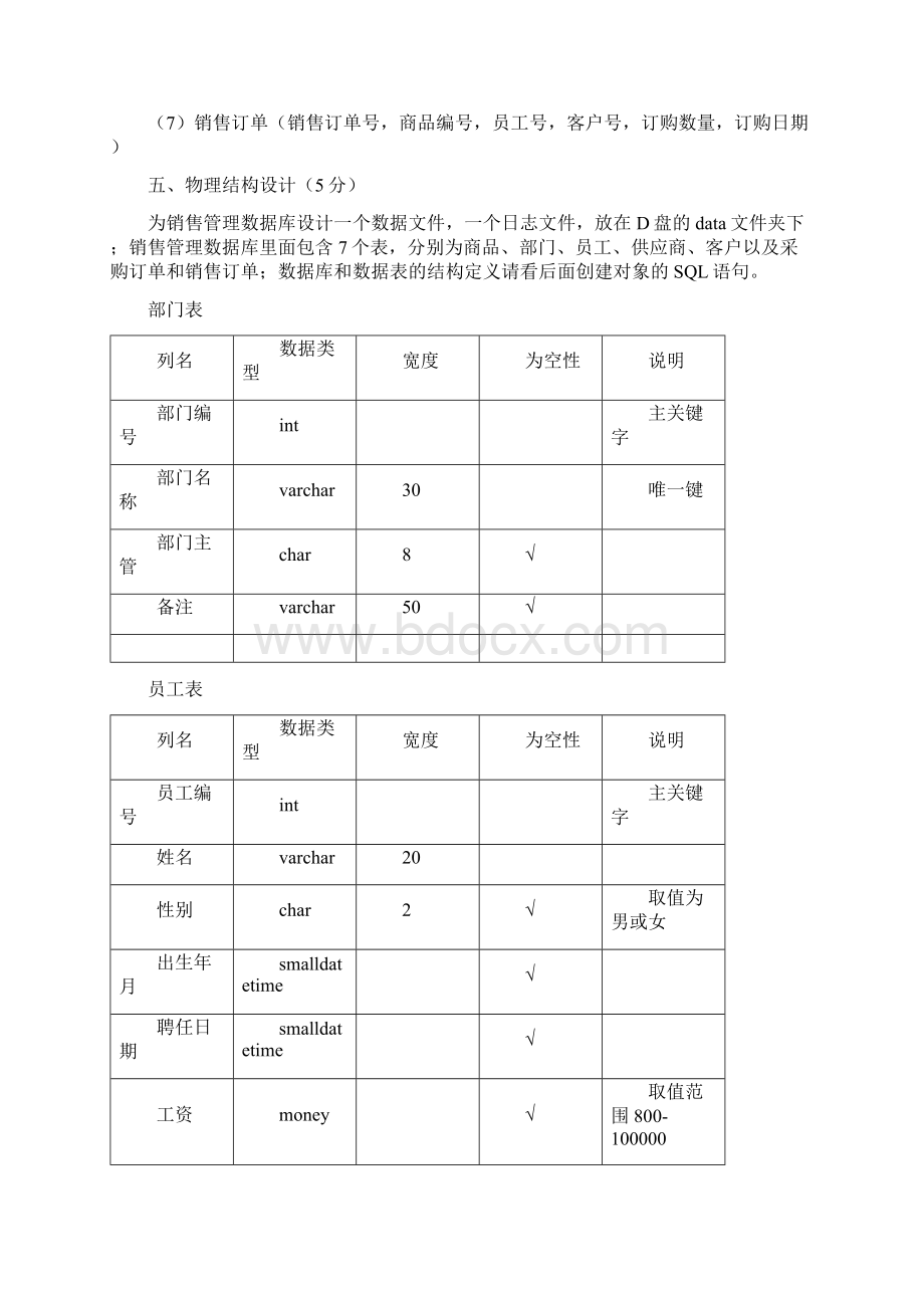 销售管理系统数据库设计说明书文档格式.docx_第3页