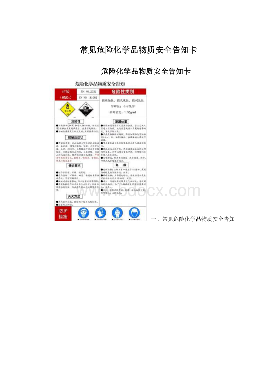 常见危险化学品物质安全告知卡.docx