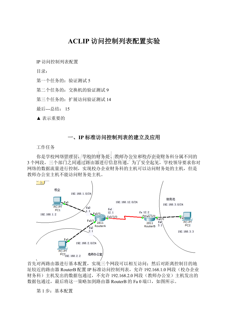 ACLIP访问控制列表配置实验.docx